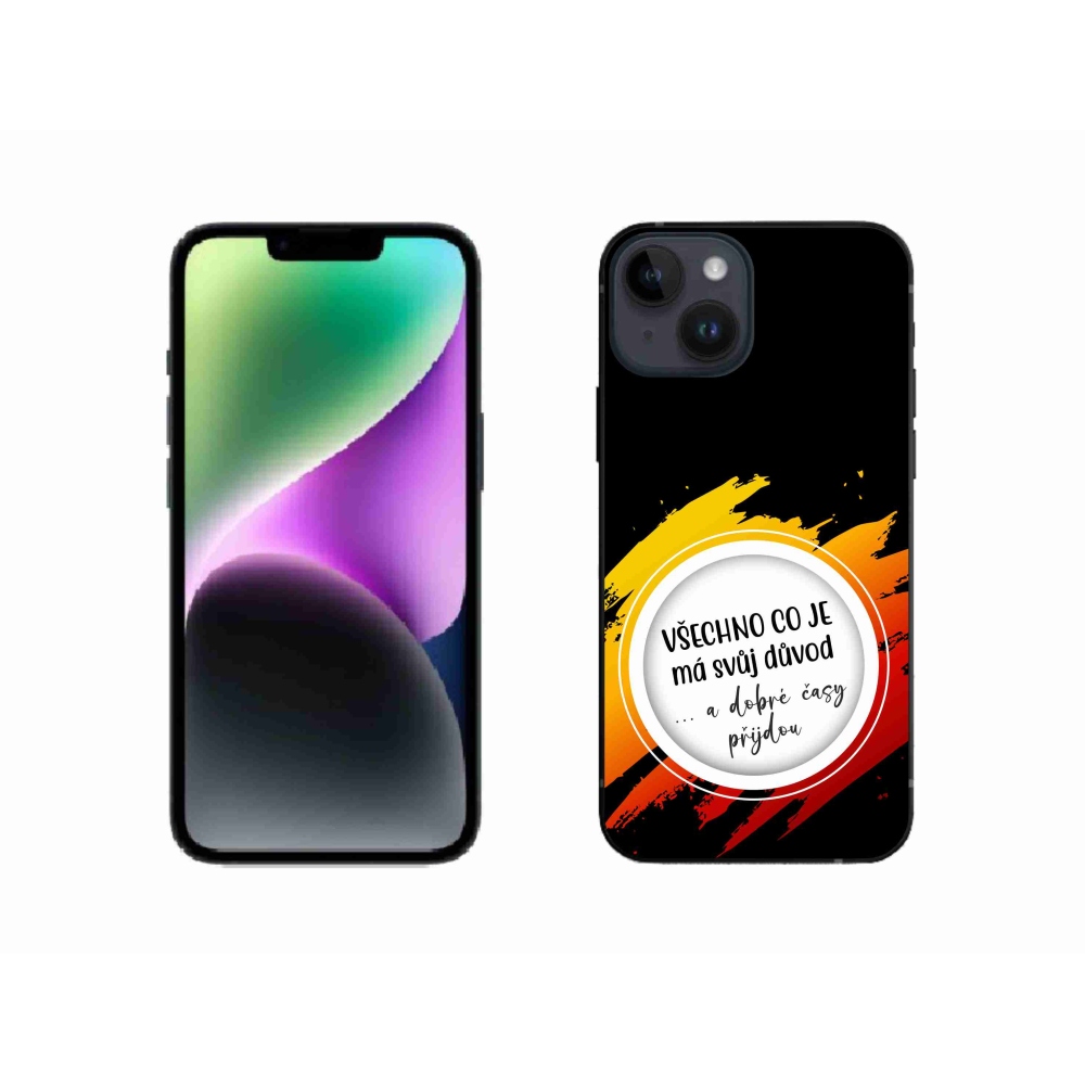 Gelový kryt mmCase na iPhone 14 - citát 3 černé pozadí