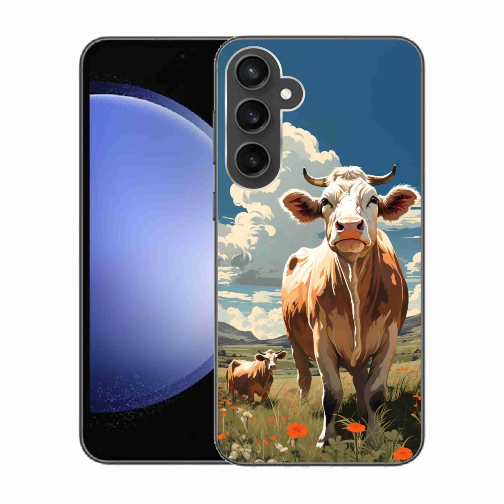 Gelový kryt mmCase na Samsung Galaxy S23 FE - krávy na louce