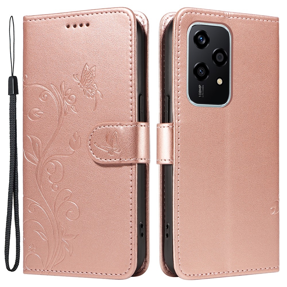 Flowers knížkové pouzdro na Honor 200 Lite 5G - růžovozlaté