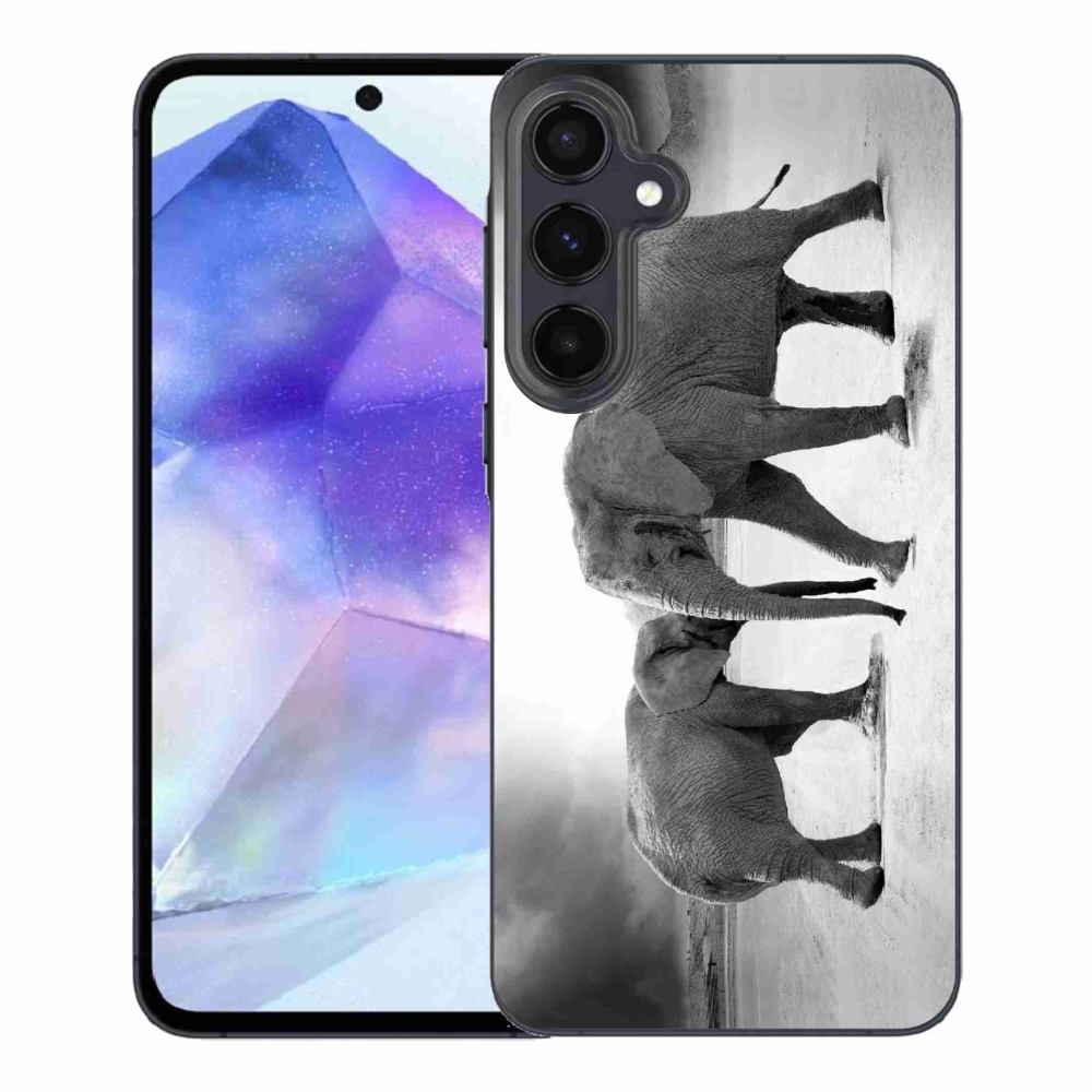 Gelový kryt mmCase na Samsung Galaxy A55 5G - černobílí sloni