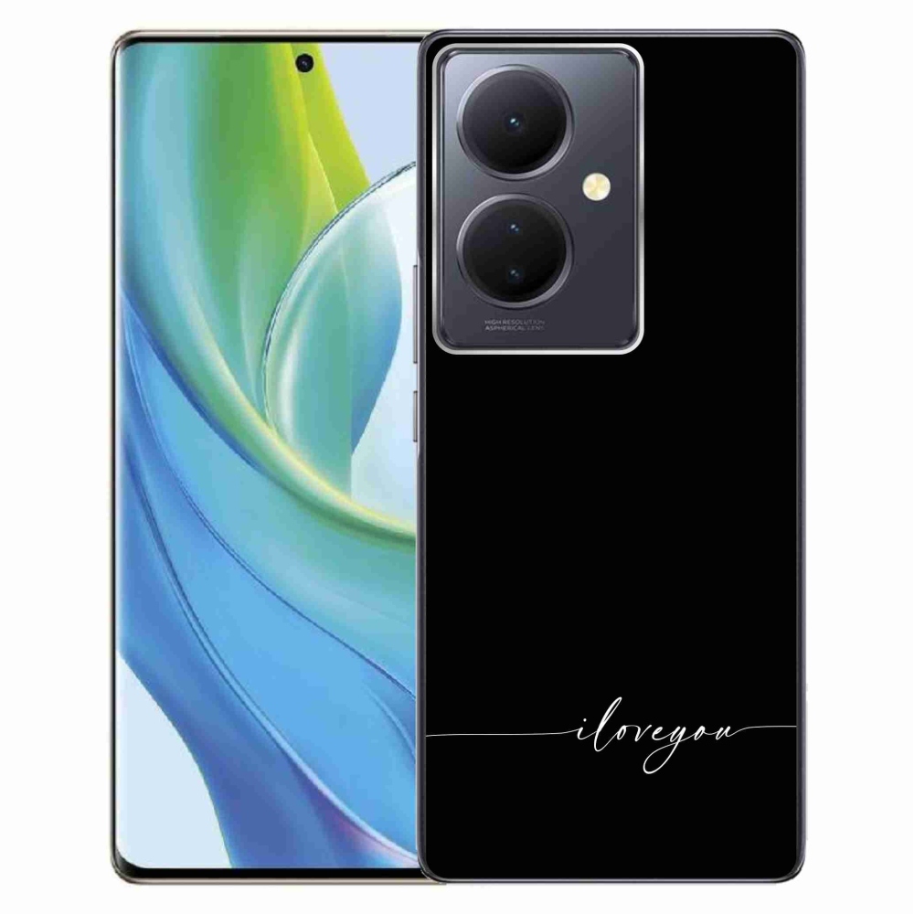 Gelový kryt mmCase na Vivo V29 Lite 5G - I love you černé pozadí
