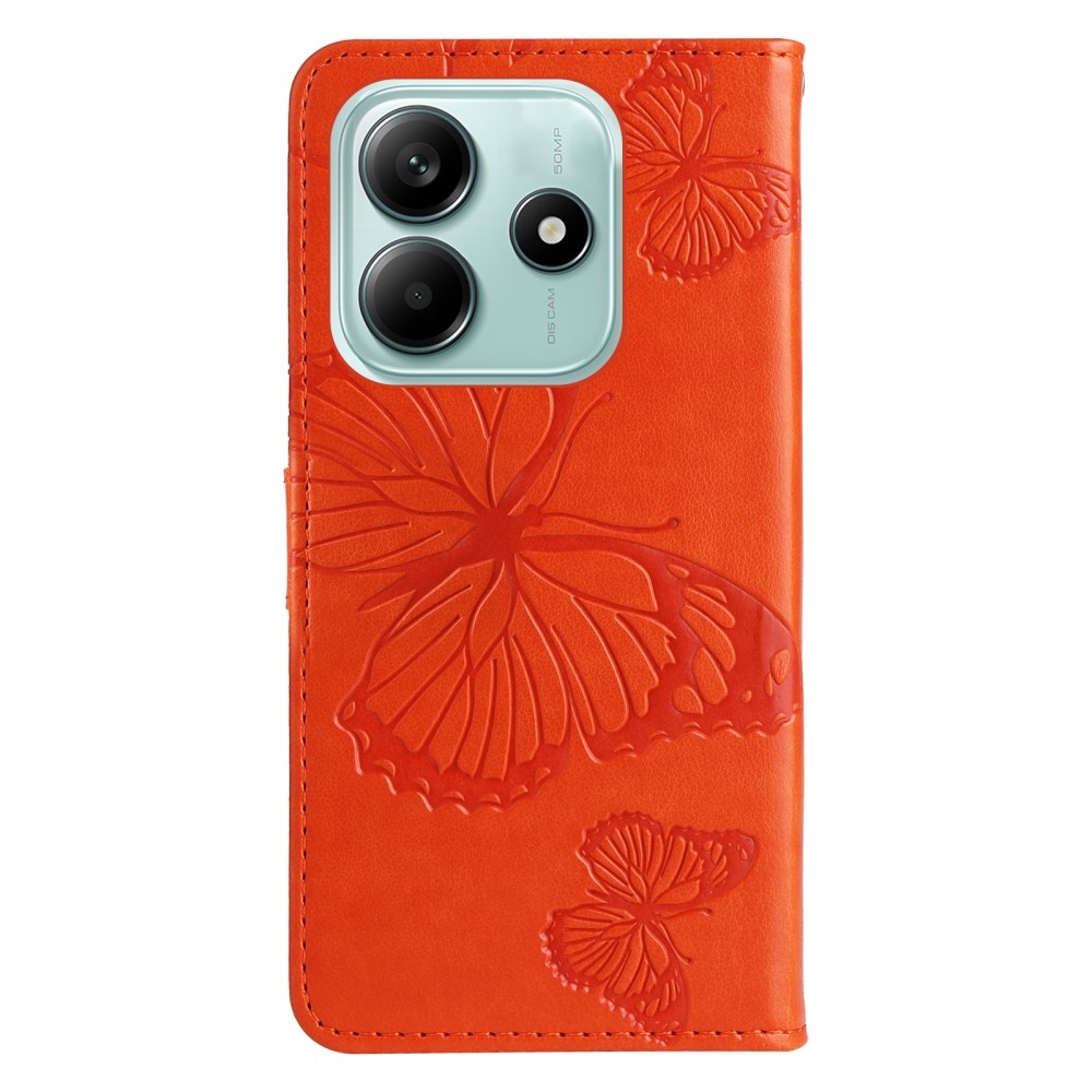 Big Butterfly knížkové pouzdro na Xiaomi Redmi Note 14 5G - oranžové