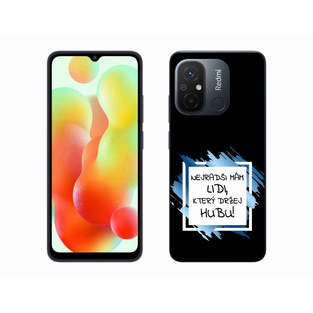 Gelový kryt mmCase na Xiaomi Redmi 12C - vtipný text 7 bíločerné pozadí