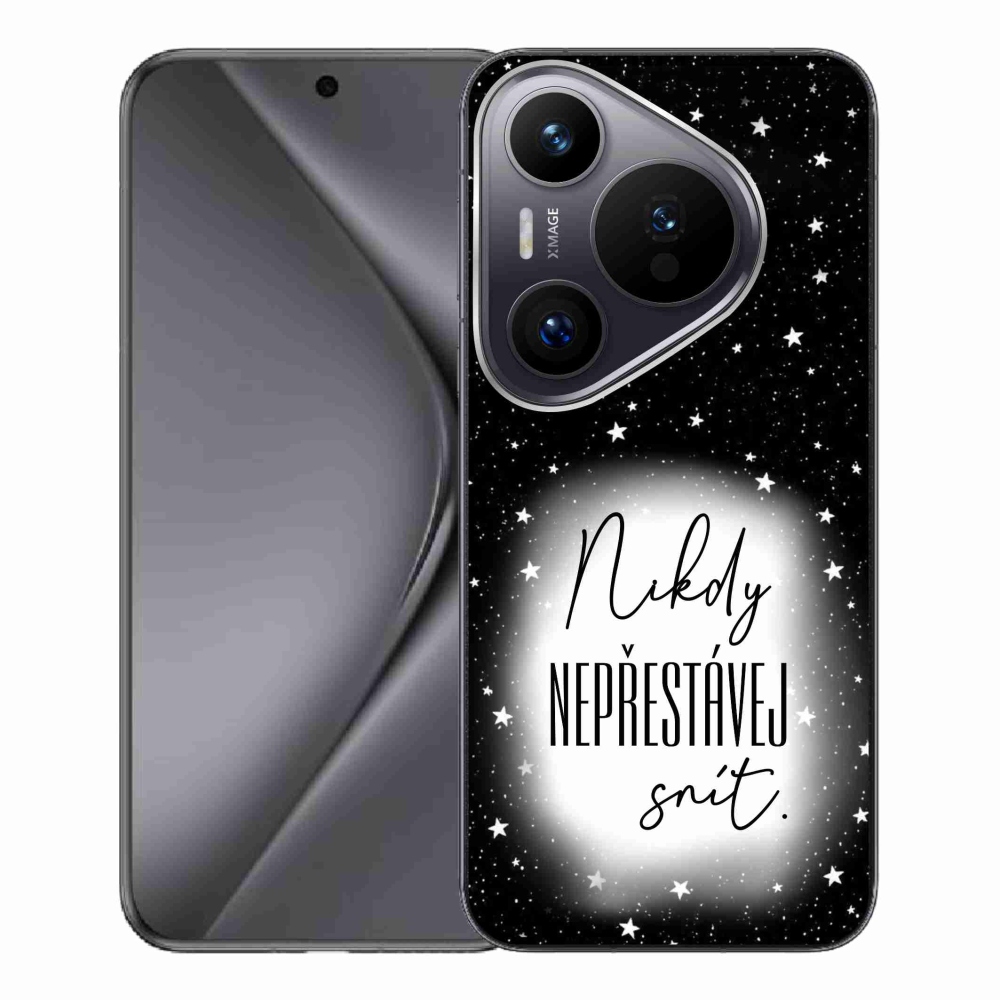 Gelový kryt mmCase na Huawei Pura 70 Pro - citát 1 bíločerné pozadí