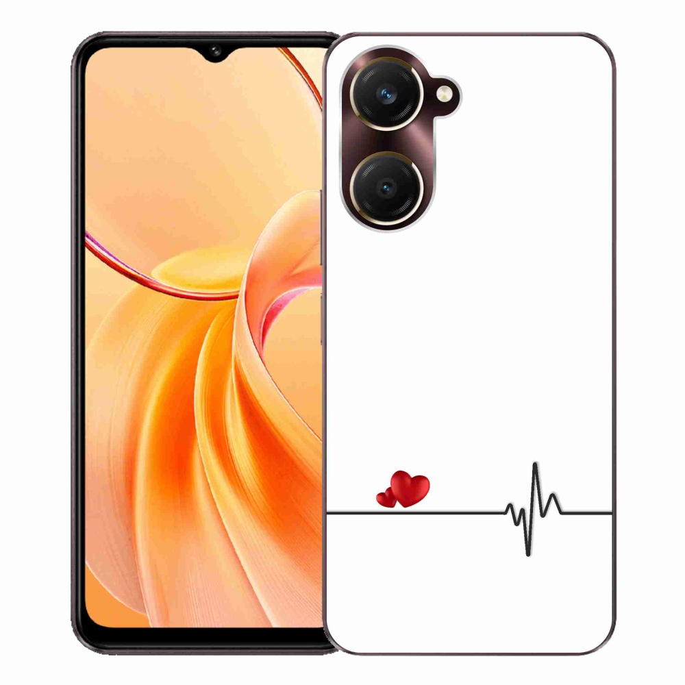 Gelový kryt mmCase na Vivo Y28s 5G - srdce a tep bílé pozadí