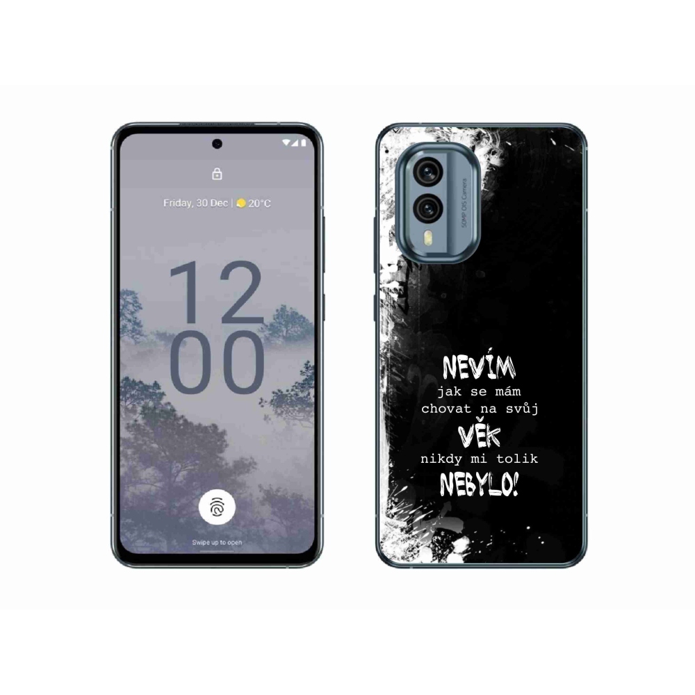 Gelový kryt mmCase na Nokia X30 5G - vtipný text 14 černé pozadí