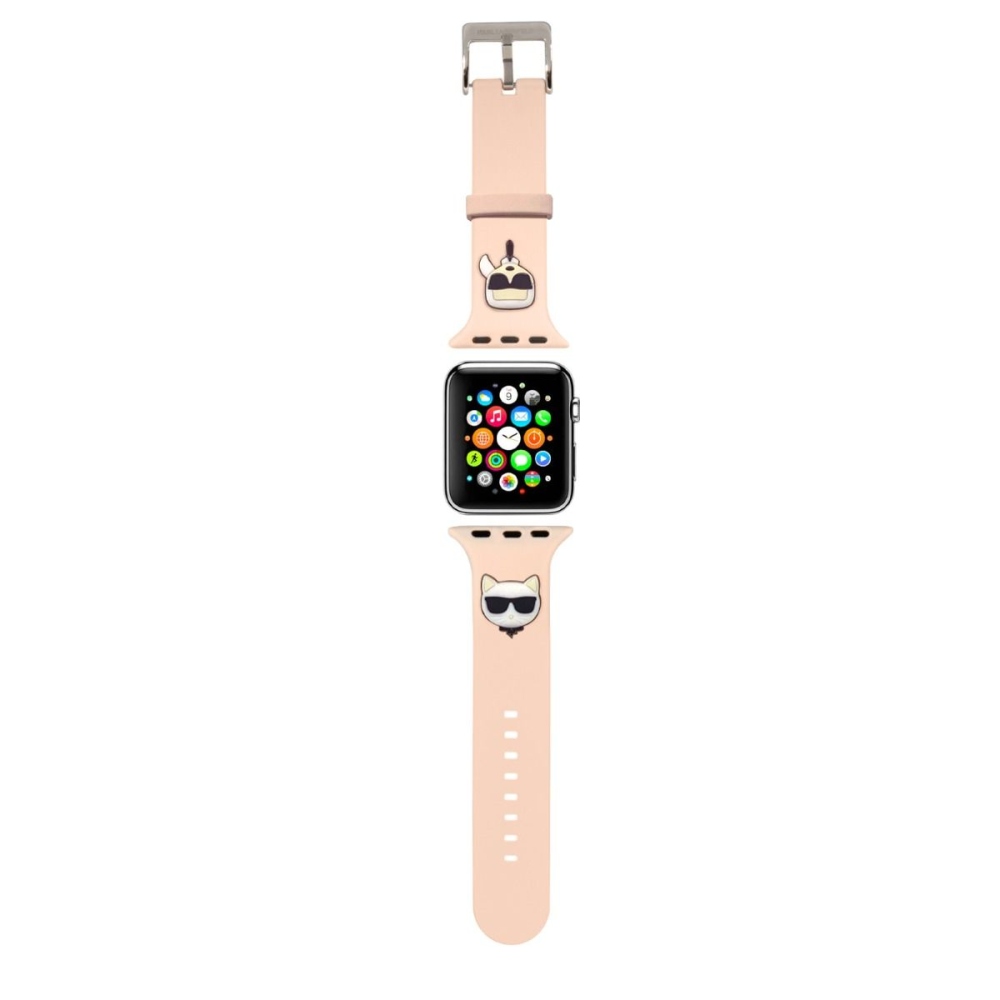 Řemínek pro Apple Watch 42/44/45/49 mm Karl Lagerfeld Karl and Choupette - růžový
