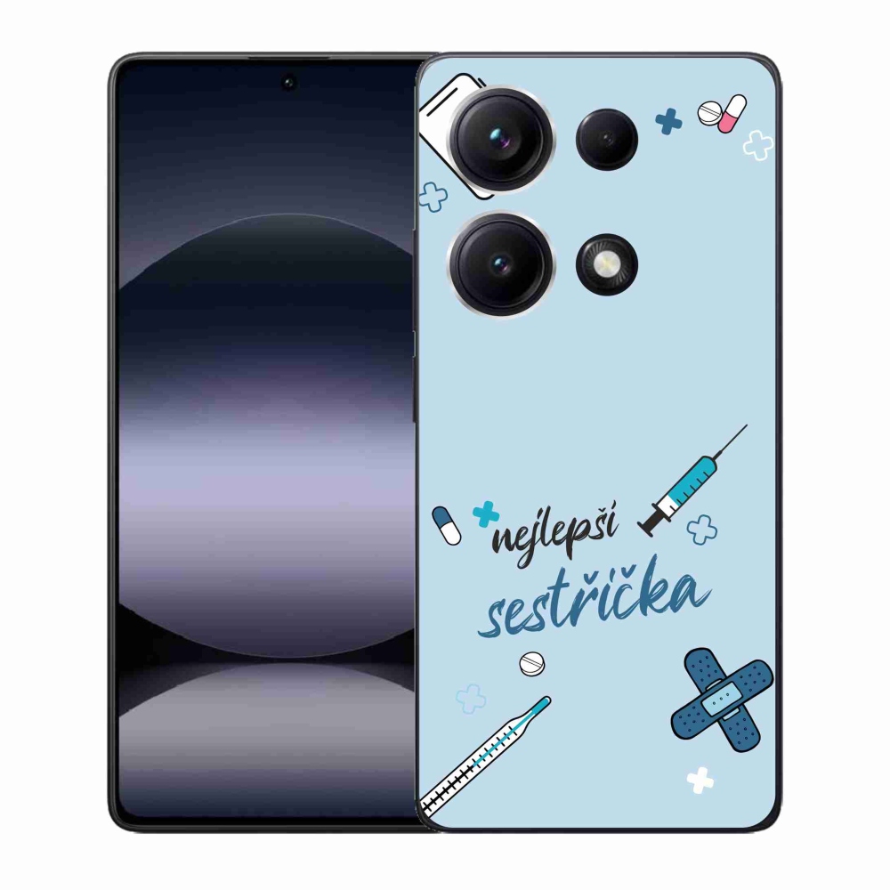 Gelový kryt mmCase na Xiaomi Redmi Note 14S - nejlepší sestřička modré pozadí