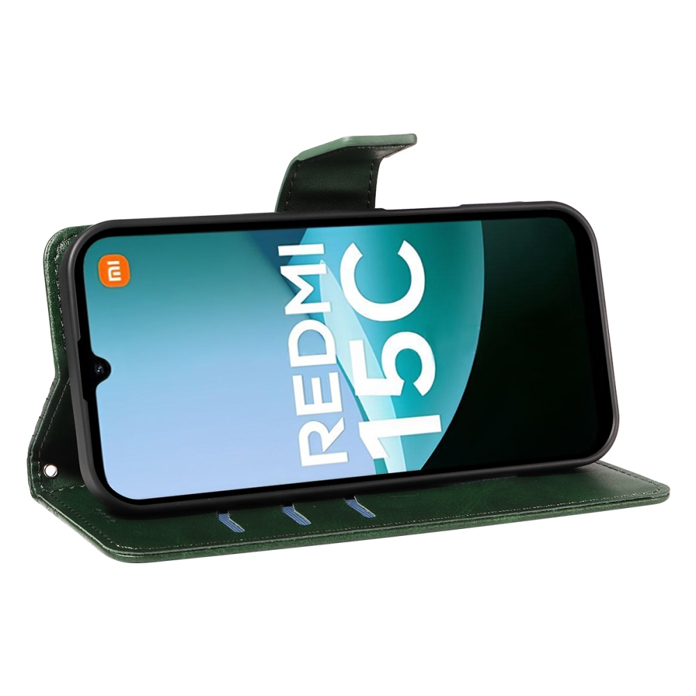 Grids knížkové pouzdro na Xiaomi Redmi 15C 4G/5G (173mm) - zelené