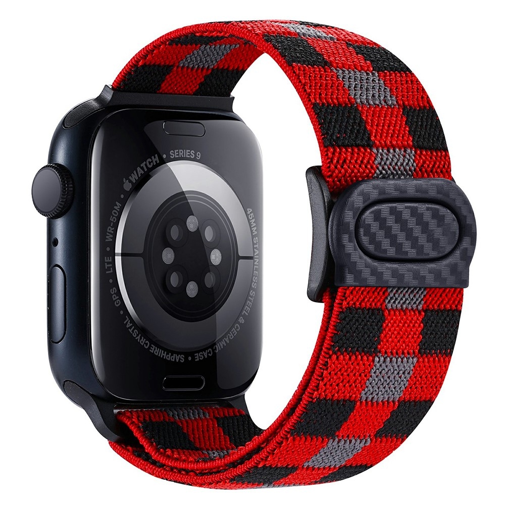 Gradient nylonový řemínek na Apple Watch Ultra/Ultra 2 49mm/SE/SE 2022/2023 44mm/9/8/7 45mm/6/5/4 44mm/3/2/1 42 mm - červené kostičky