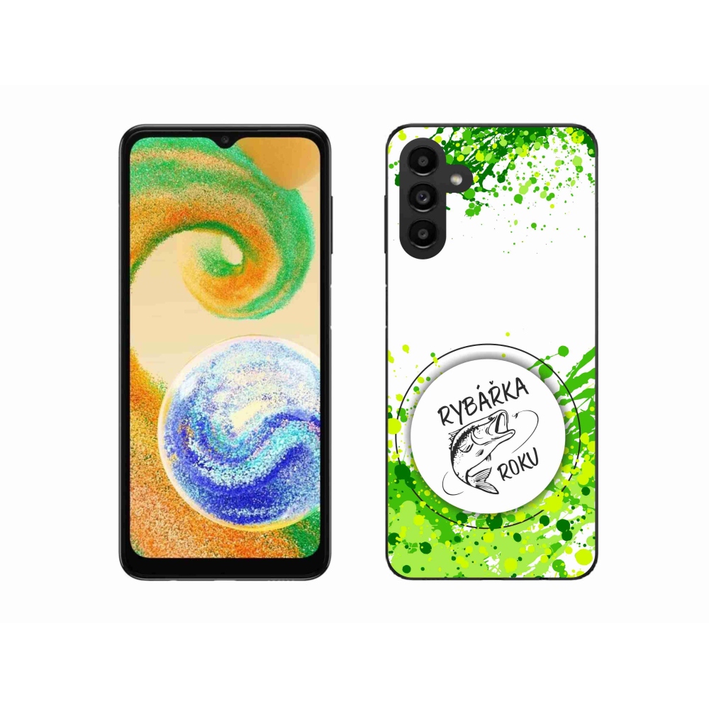 Gelový kryt mmCase na Samsung Galaxy A04s (164.7x76.7x9.1mm) - rybářka roku bílé pozadí