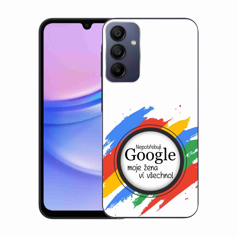 Gelový kryt mmCase na Samsung Galaxy A15 4G/5G - žena ví všechno bílé pozadí