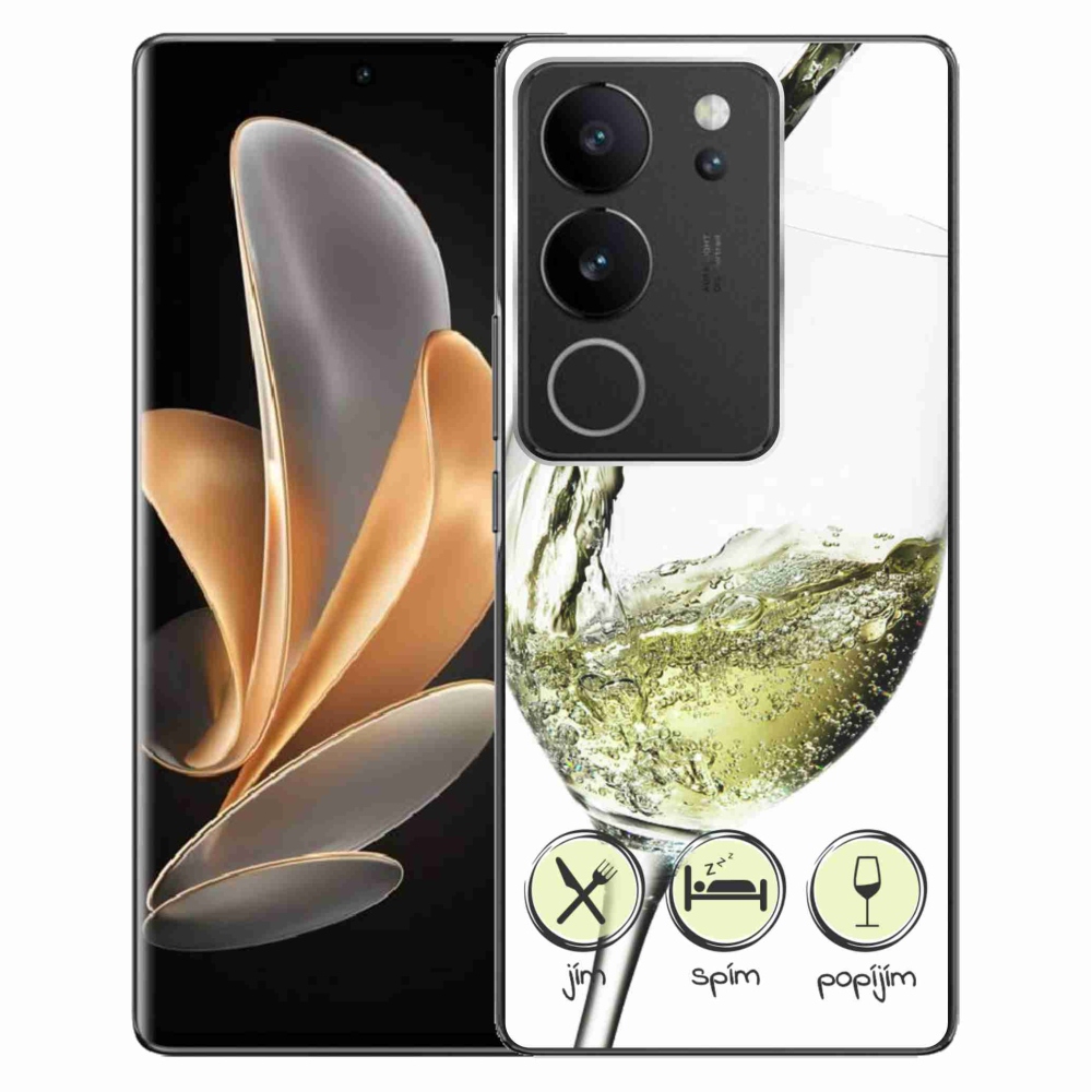 Gelový obal mmCase na Vivo V29 5G - sklenička vína bílé