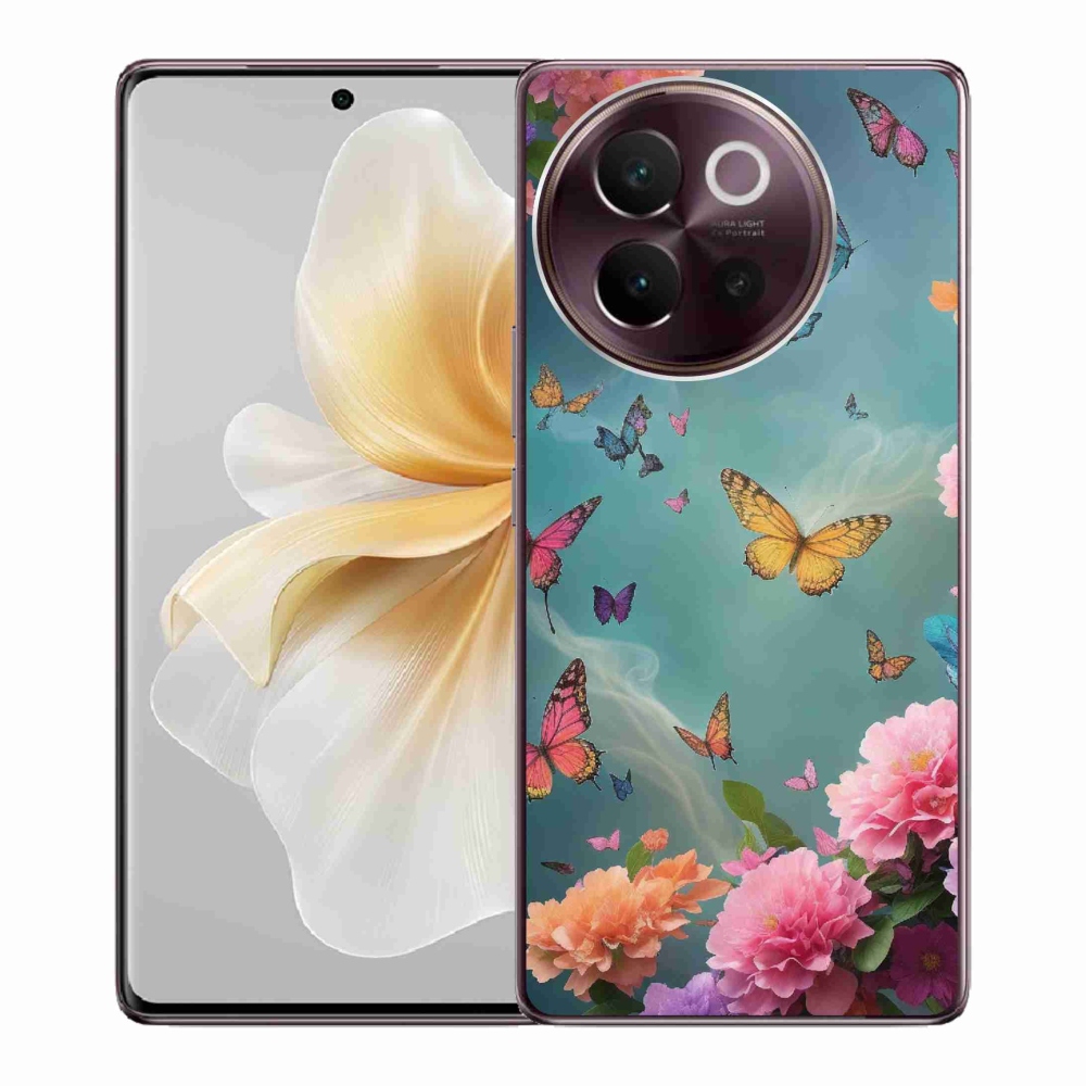 Gelový kryt mmCase na Vivo V40 Lite 5G - barevné květy a motýli