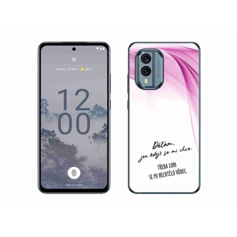 Gelový kryt mmCase na Nokia X30 5G - vtipný text 12 bílé pozadí