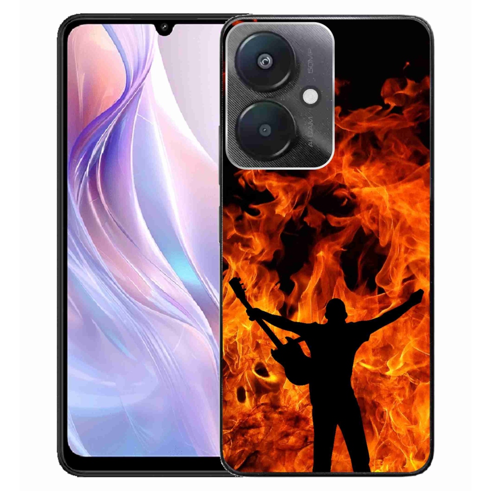 Gelový kryt mmCase na Xiaomi Redmi 13C 5G - muzikant a oheň