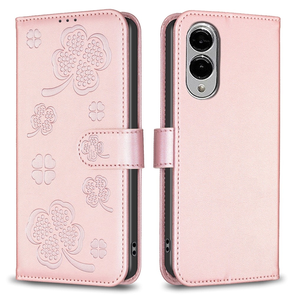 Clover knížkové pouzdro na Samsung Galaxy S25 Edge - růžovozlaté