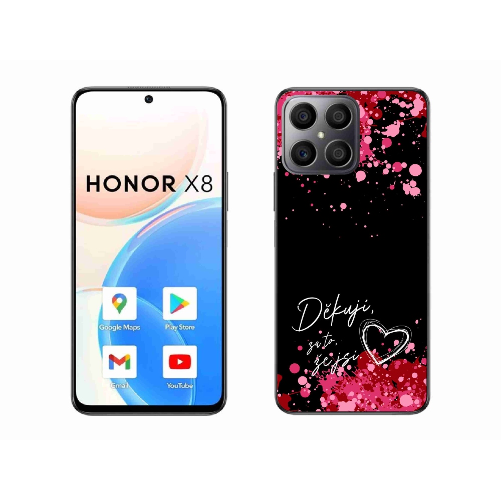 Gelový kryt mmCase na Honor X8 4G - zamilovaný text 2 černé pozadí
