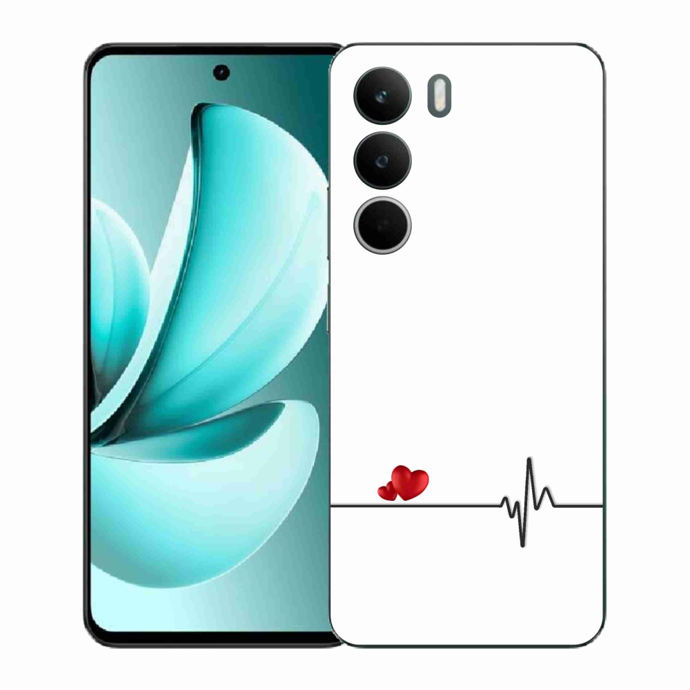 Gelový kryt mmCase na Realme C71 - srdce a tep bílé pozadí