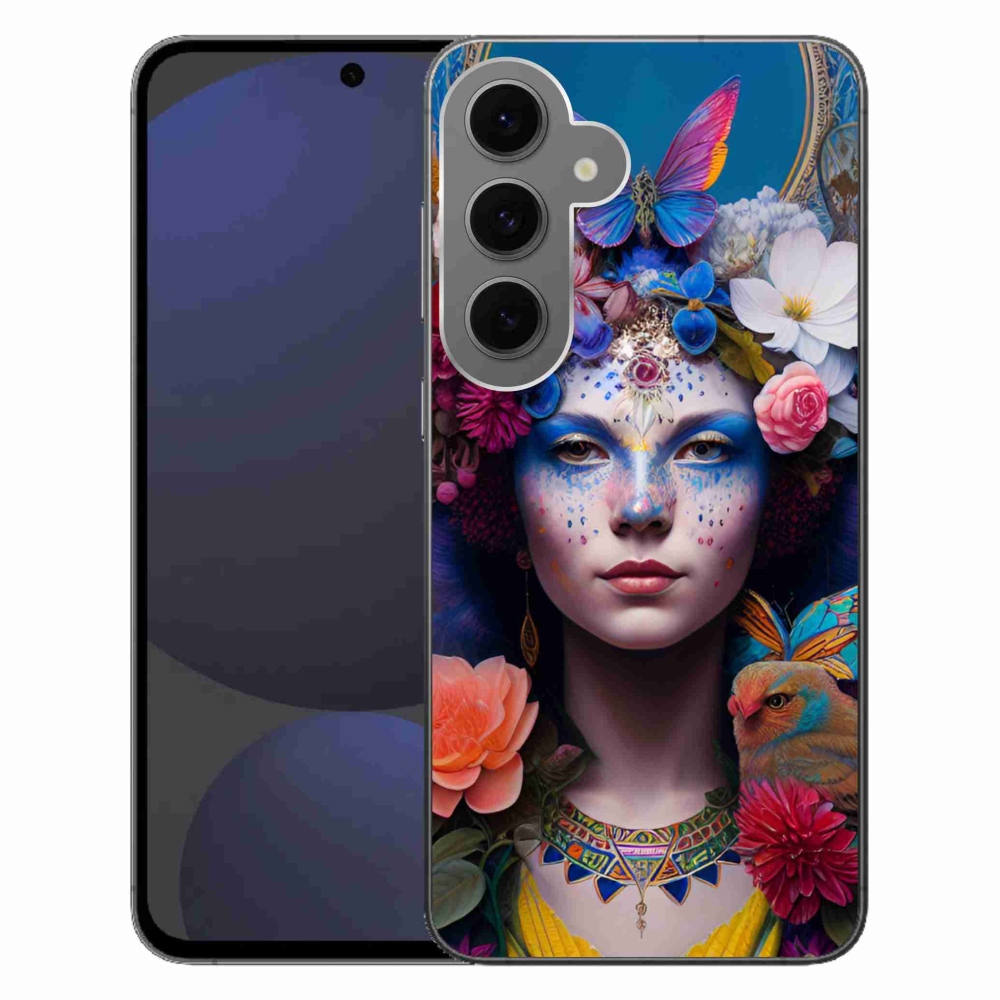 Gelový kryt mmCase na Samsung Galaxy S24 FE - žena s květinami