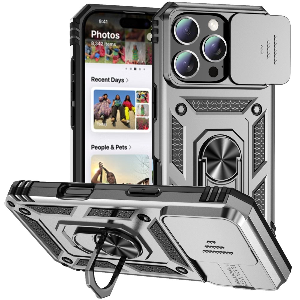 Slide odolný kryt na iPhone 16 Pro - stříbrný