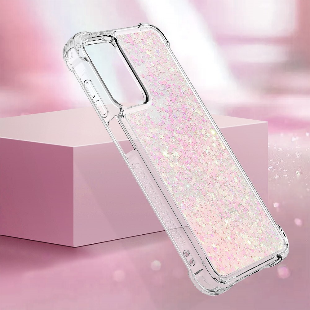 Glitter přesýpací gelový obal na Samsung Galaxy A26 5G - růžový/hvězdičky