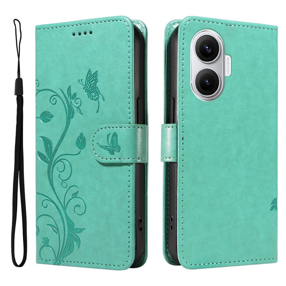 Flowers knížkové pouzdro na Xiaomi Poco F7 5G - modrozelené
