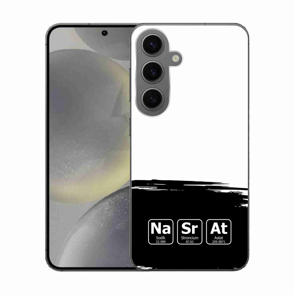 Gelový kryt mmCase na Samsung Galaxy S24 - chemické prvky černobílé pozadí