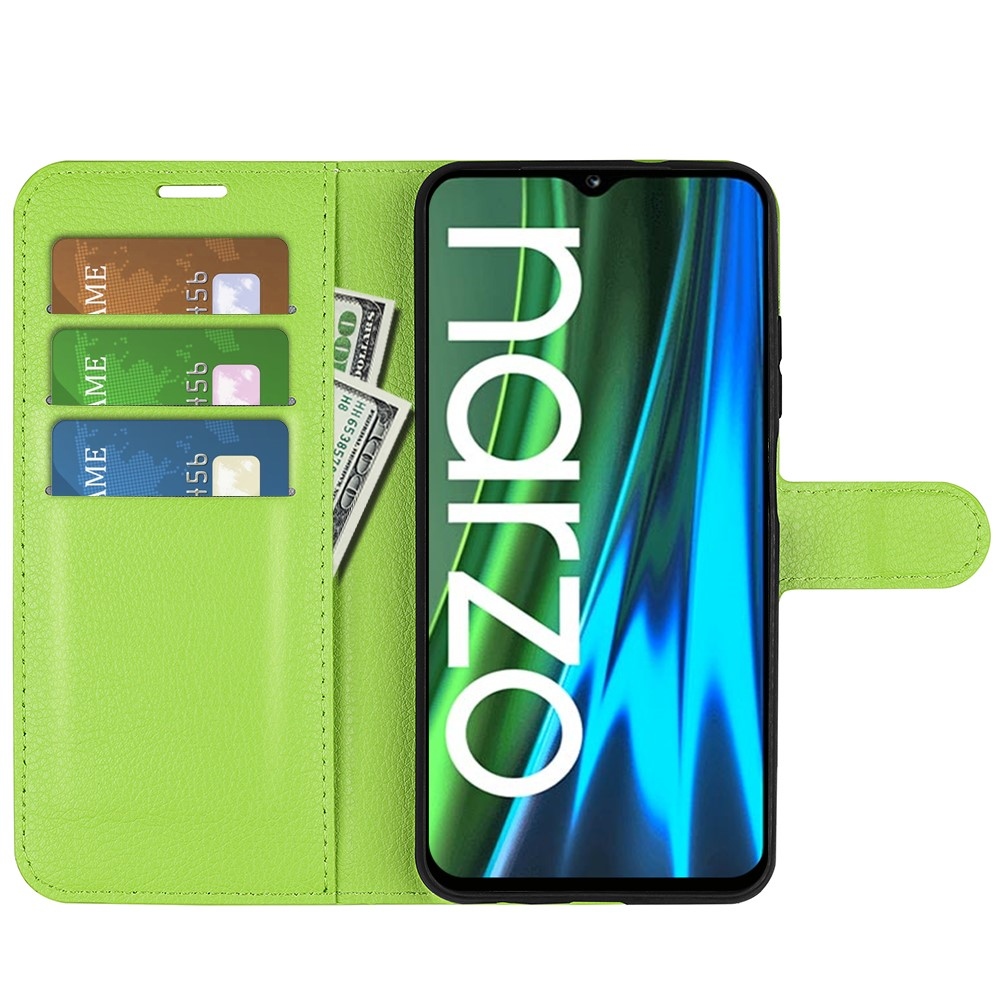 Litchi knížkové pouzdro na Realme Narzo 50i - zelený