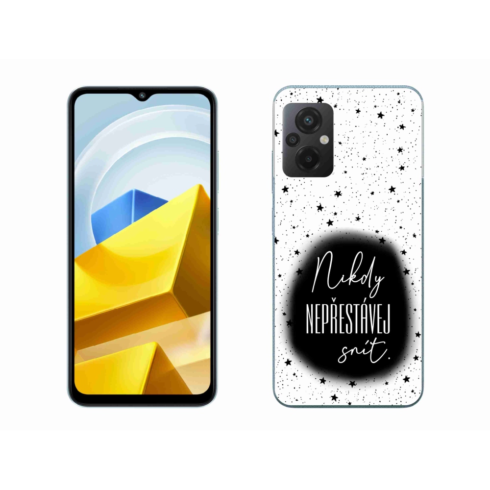 Gelový kryt mmCase na Xiaomi Poco M5 4G - citát 1 černobílé pozadí