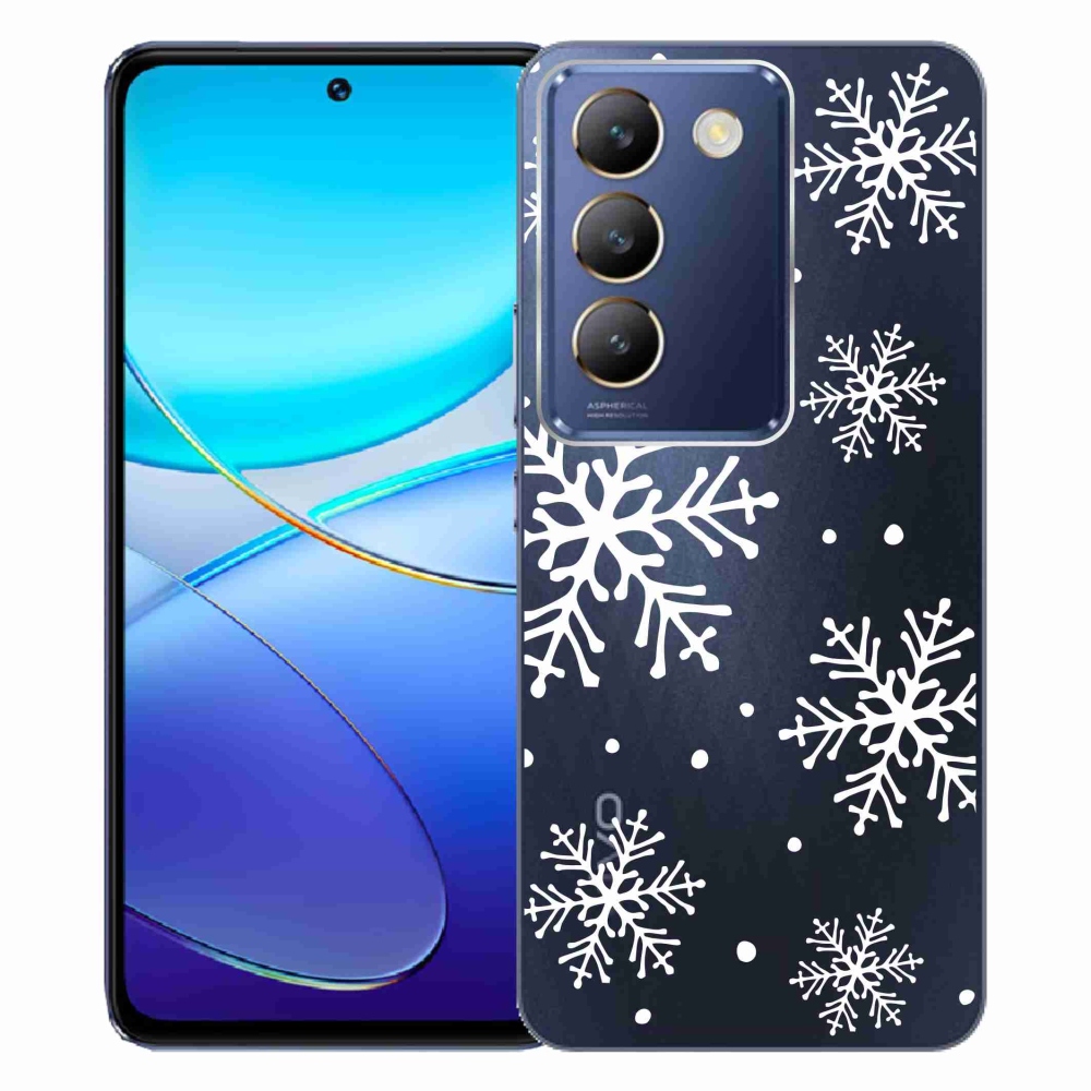Gelový kryt mmCase na Vivo V40 SE 4G/5G - bílé vločky na průhledném pozadí