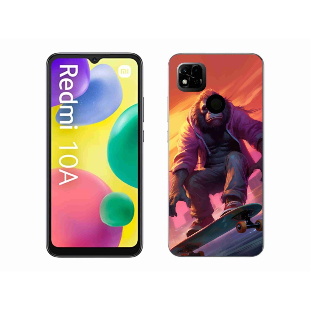 Gelový kryt mmCase na Xiaomi Redmi 10A - gorila na skateboardu