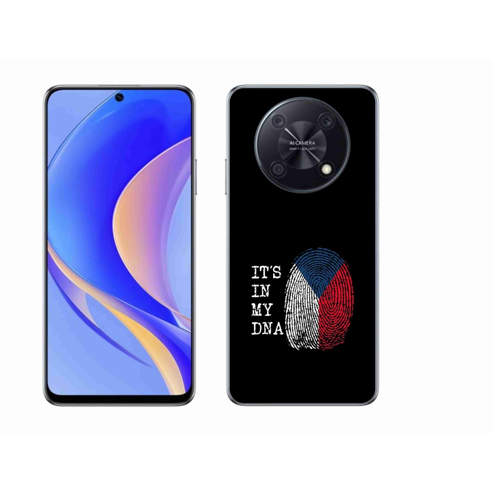 Gelový kryt mmCase na Huawei Nova Y90 - vlajka otisk prstu černé pozadí