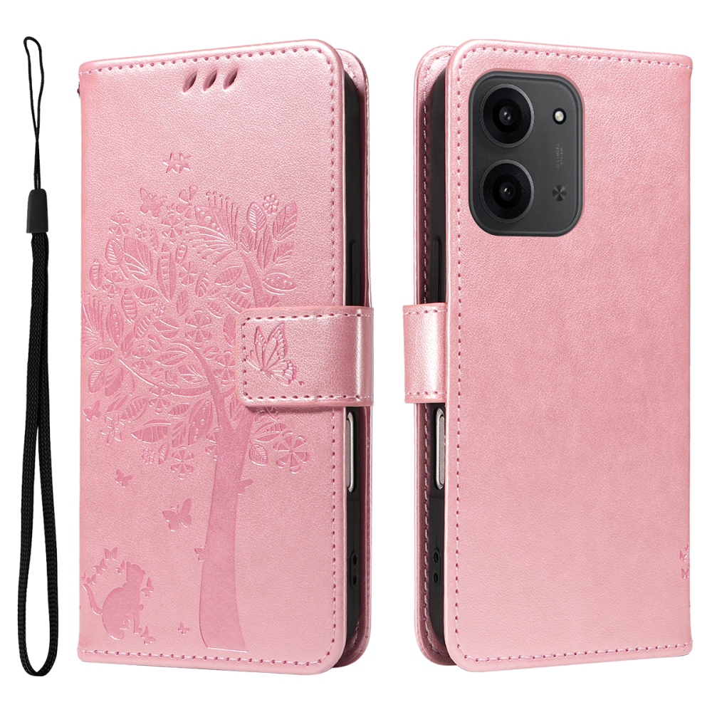 Trees knížkové pouzdro na Xiaomi Redmi 15C 4G/5G (173mm) - růžovozlaté