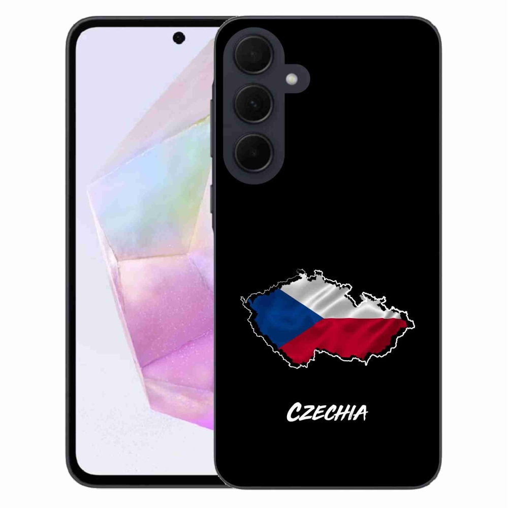 Gelový kryt mmCase na Samsung Galaxy A35 5G - Czechia černé pozadí