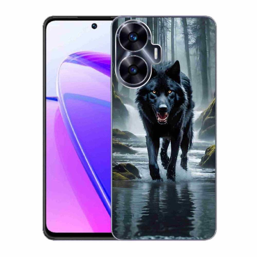 Gelový kryt mmCase na Realme C55 - černý vlk