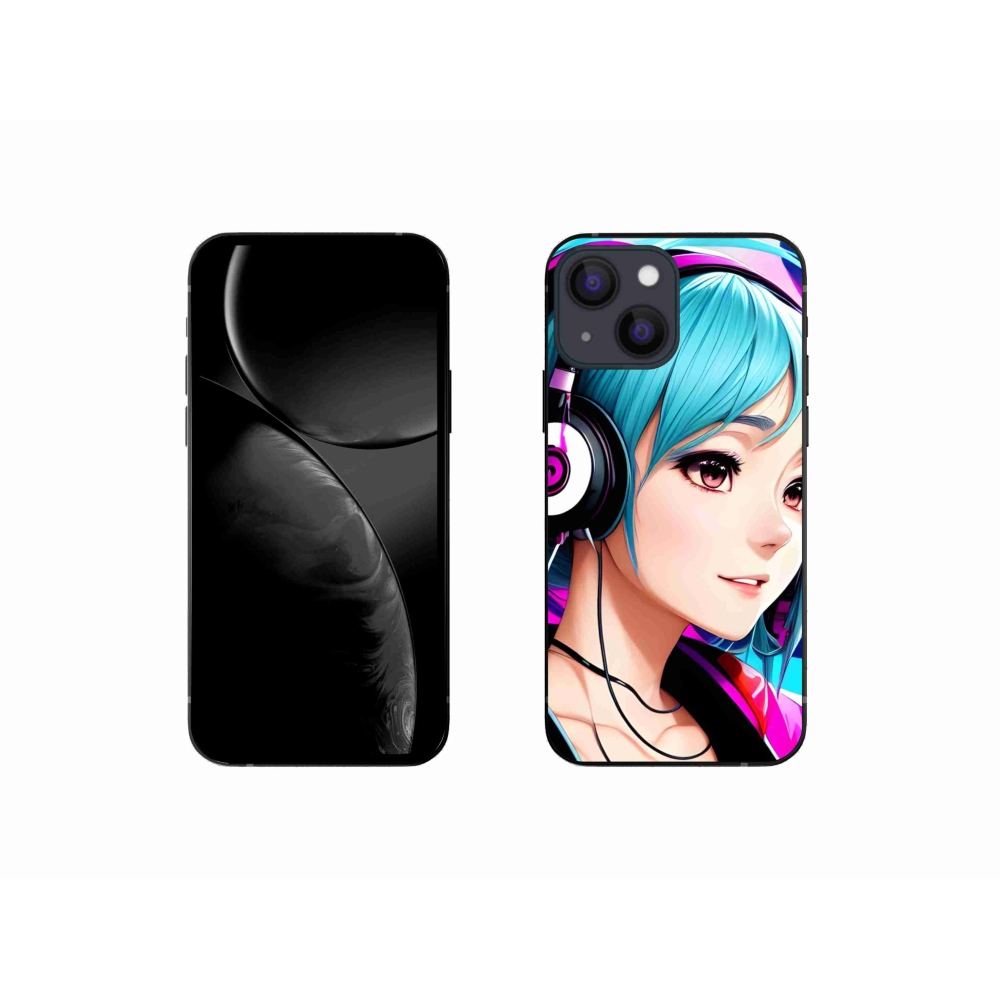 Gelový kryt mmCase na iPhone 13 mini - dívka se sluchátky