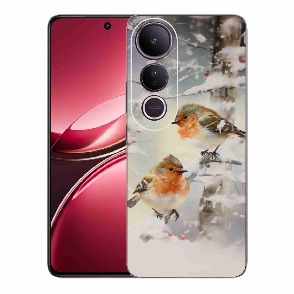 Gelový kryt mmCase na Vivo V50 Lite 4G/5G - ptáčci v zimě