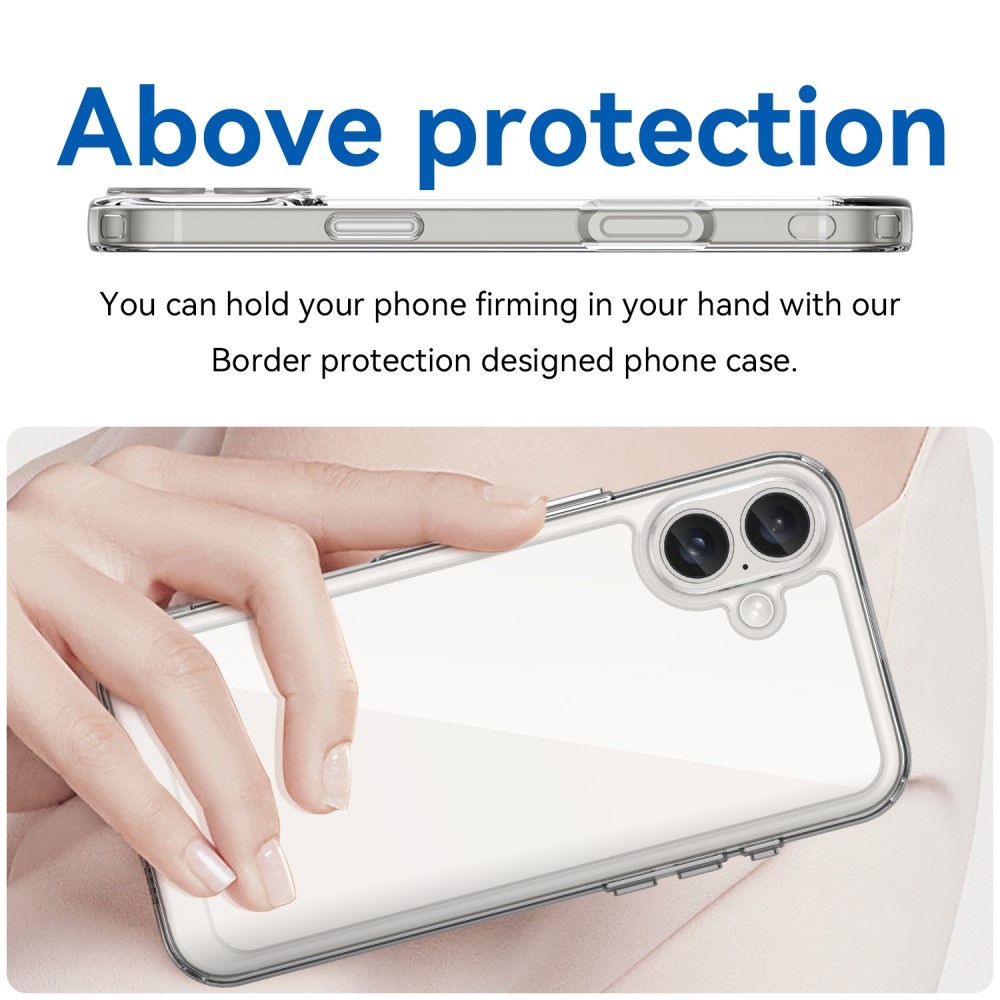 Gelový obal s pevnými zády na iPhone 16 - průhledný