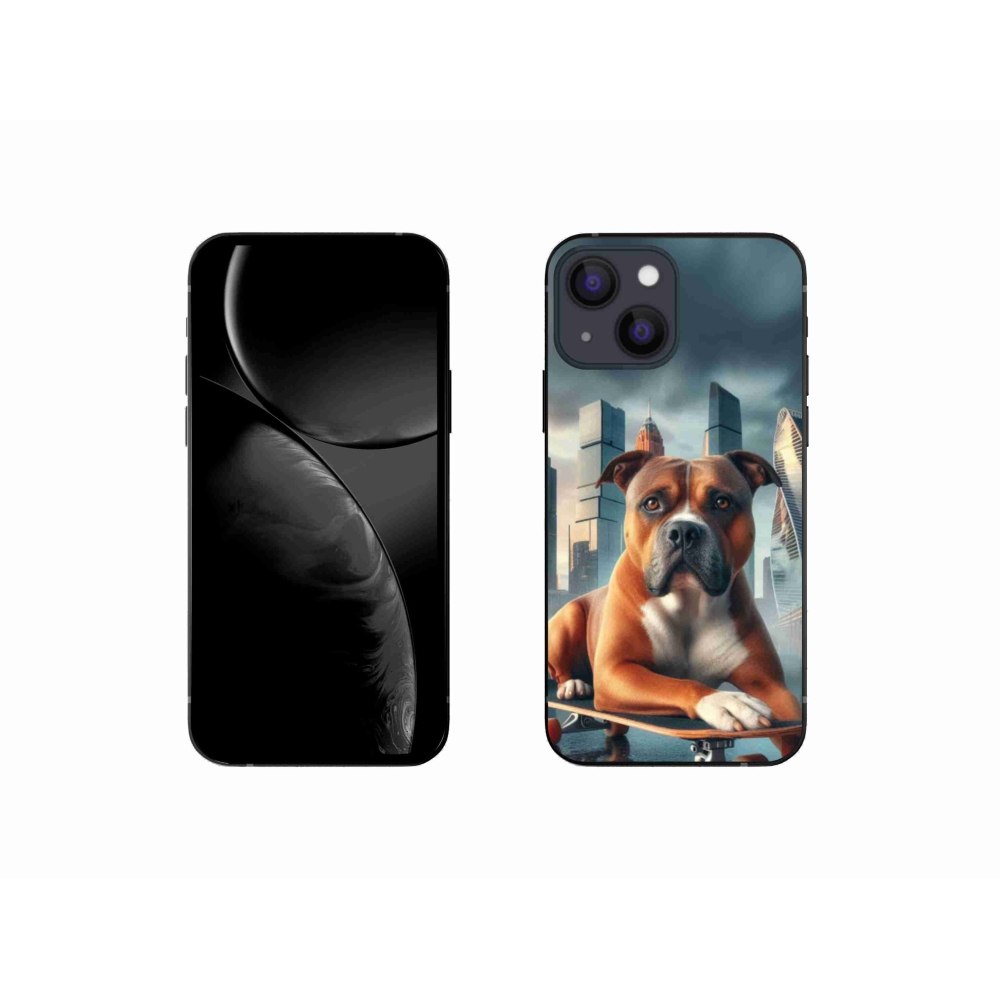 Gelový kryt mmCase na iPhone 13 mini 5.4 - pes na skateboardu