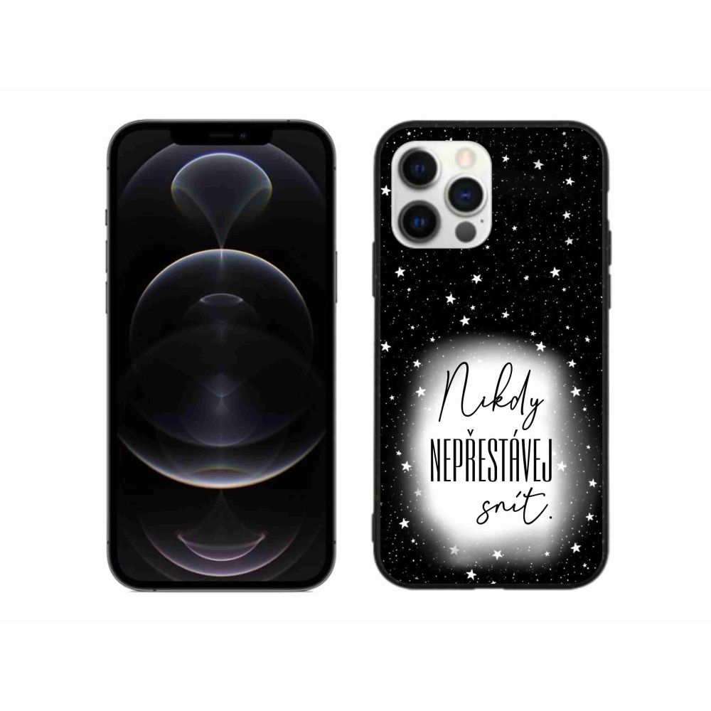 Gelový kryt mmCase na iPhone 12 Pro Max - citát 1 bíločerné pozadí