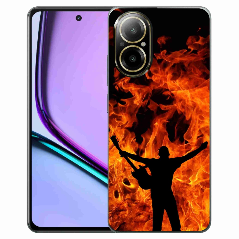 Gelový kryt mmCase na Realme C67 - muzikant a oheň