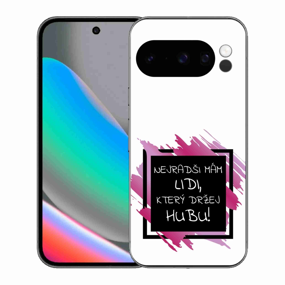Gelový kryt mmCase na Google Pixel 10 Pro - vtipný text 7 černobílé pozadí