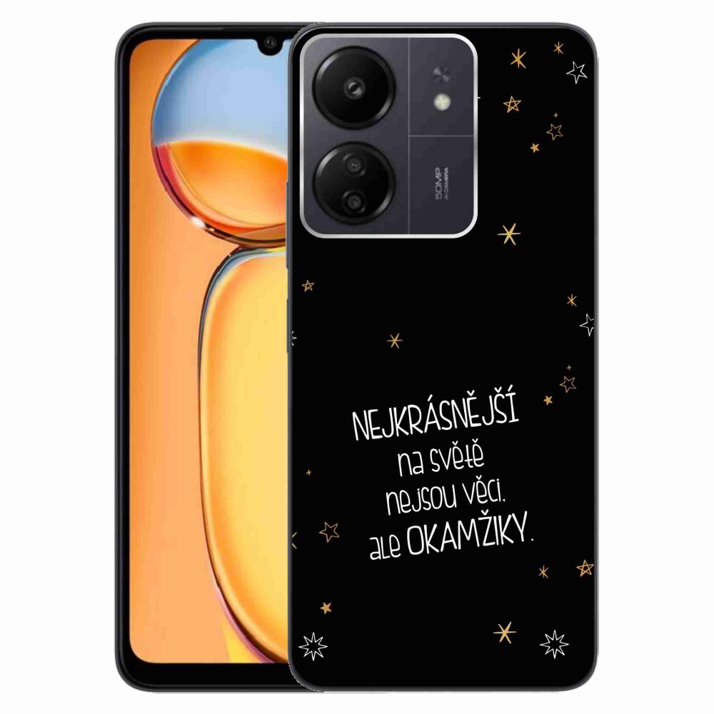 Gelový kryt mmCase na Xiaomi Poco C65/Redmi 13C - citát 4 černé pozadí