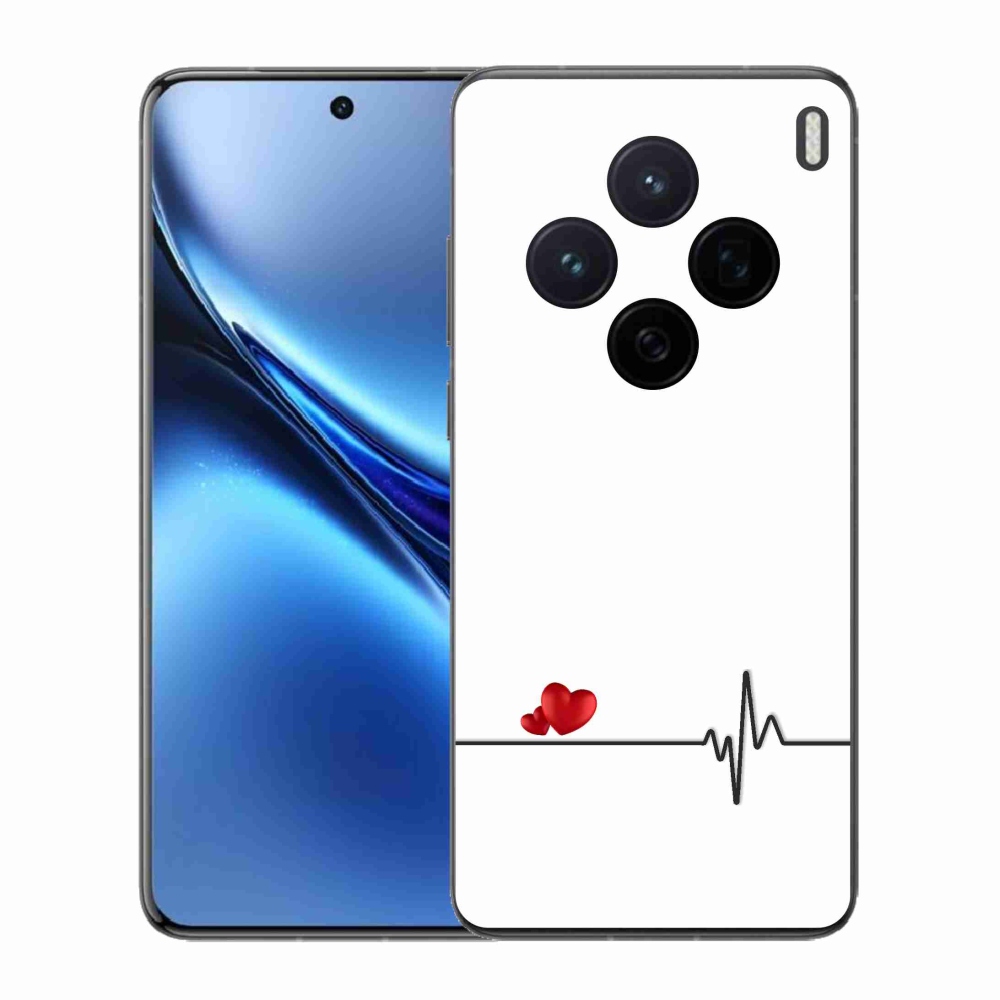 Gelový kryt mmCase na Vivo X200 5G - srdce a tep bílé pozadí