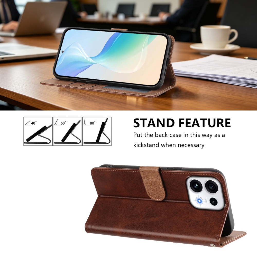 Wallet knížkové pouzdro na Oppo Reno 16 Pro 5G/Oppo Reno 16 5G - hnědé