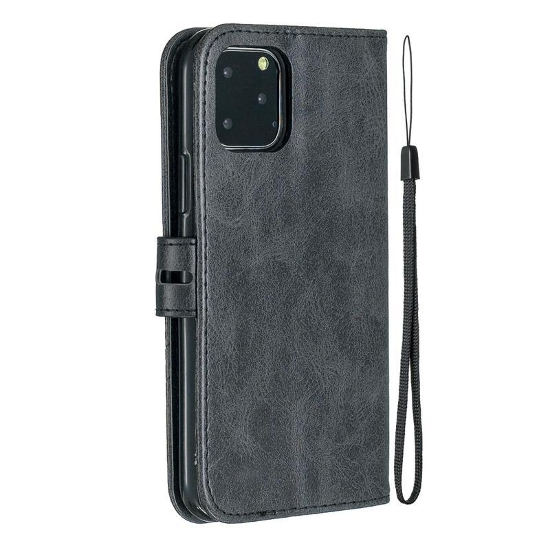 Wallet PU kožené peněženkové pouzdro na mobil iPhone 12 mini - černé
