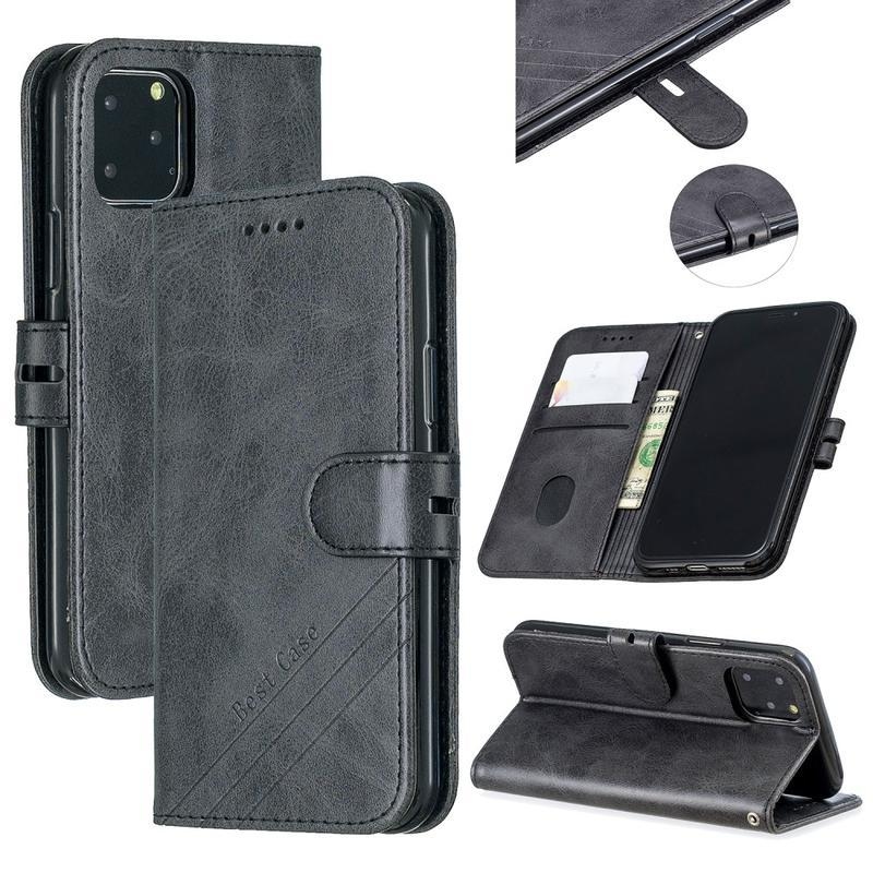 Wallet PU kožené peněženkové pouzdro na mobil iPhone 12 mini - černé