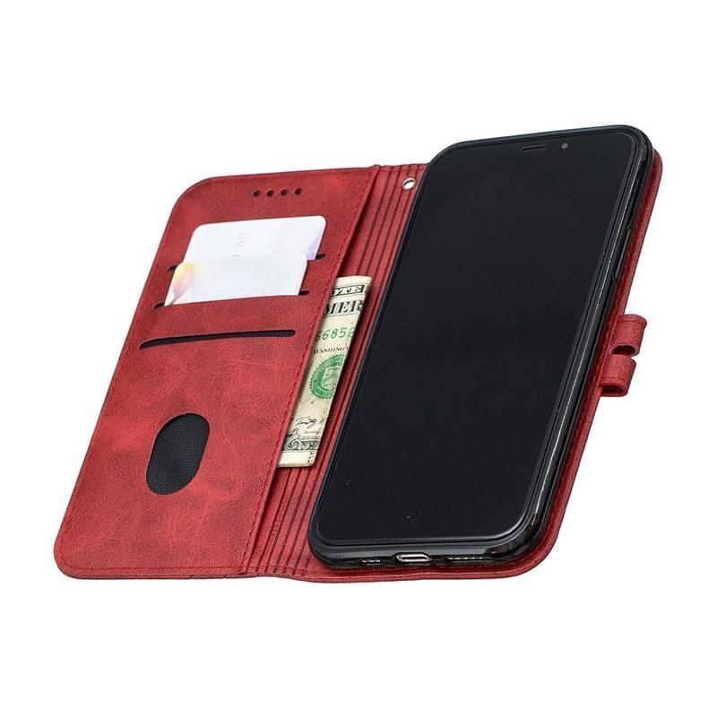 Wallet PU kožené peněženkové pouzdro na mobil iPhone 12 mini - červené
