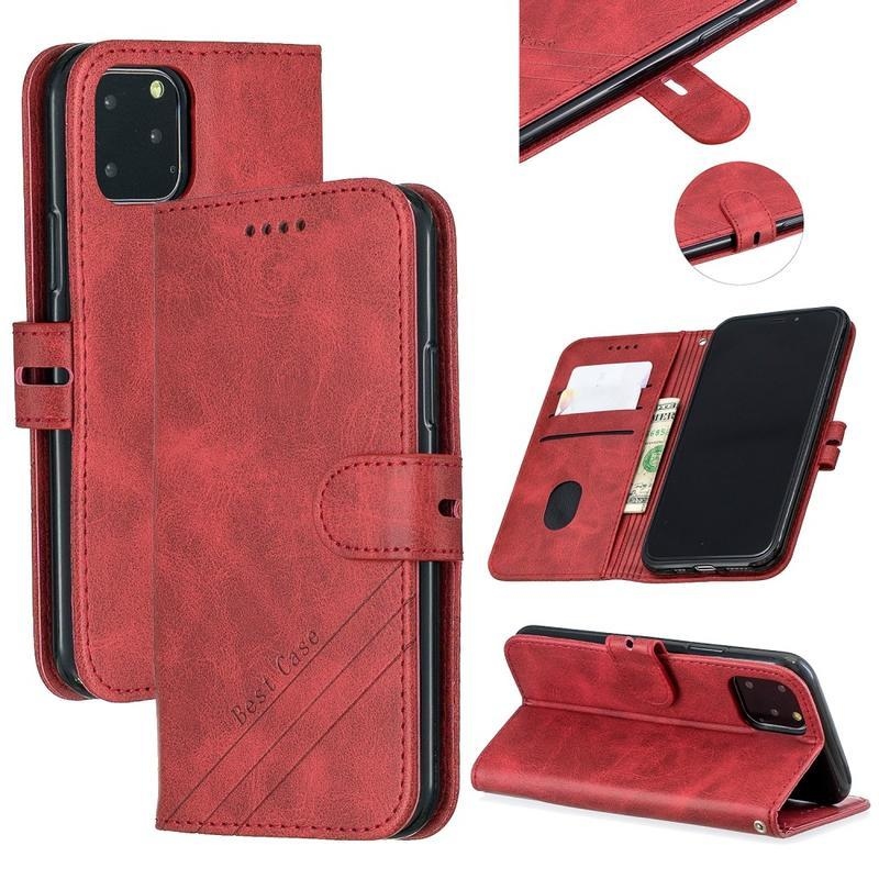 Wallet PU kožené peněženkové pouzdro na mobil iPhone 12 mini - červené